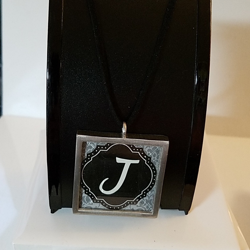 Vegan Suede Necklace 18" Black 2 Sided J